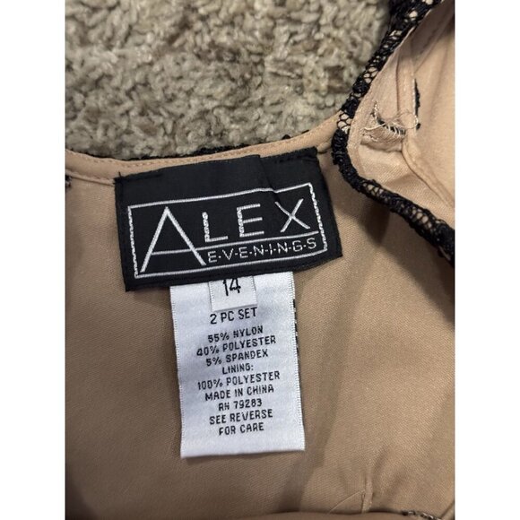 NWT ALEX EVENINGS Black Lace Shift Dress Jacket Set Formal Wedding Cocktail 14 - Picture 11 of 16